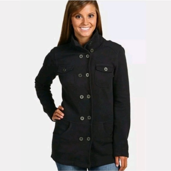 prAna Tori Double Breasted High Collar Charcoal Military Style Jacket - Picture 2 of 13